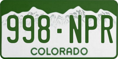 CO license plate 998NPR