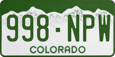 CO license plate 998NPW