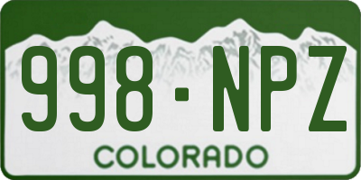 CO license plate 998NPZ
