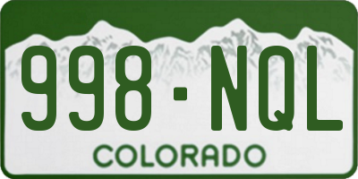 CO license plate 998NQL
