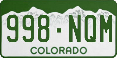 CO license plate 998NQM