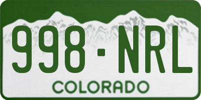 CO license plate 998NRL