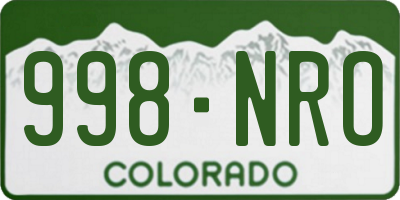 CO license plate 998NRO