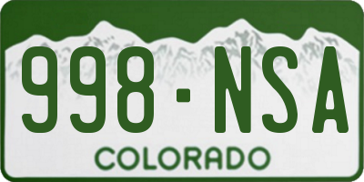 CO license plate 998NSA