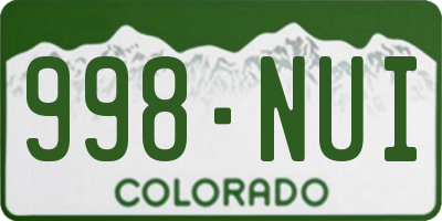 CO license plate 998NUI