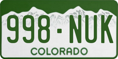 CO license plate 998NUK