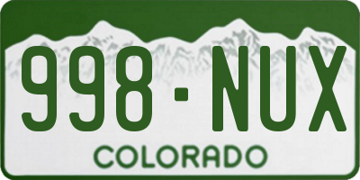 CO license plate 998NUX