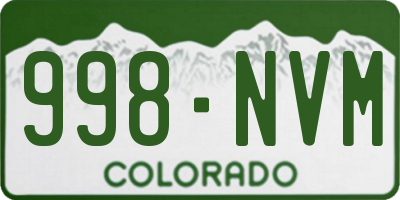 CO license plate 998NVM