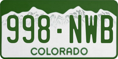 CO license plate 998NWB