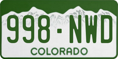 CO license plate 998NWD