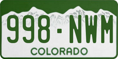CO license plate 998NWM