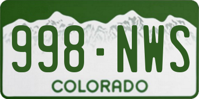 CO license plate 998NWS