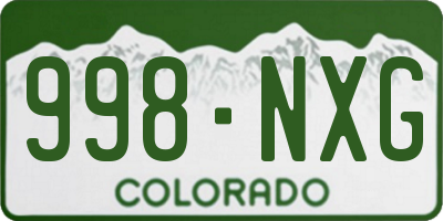 CO license plate 998NXG