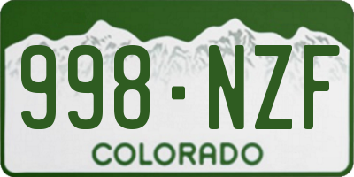 CO license plate 998NZF