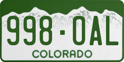 CO license plate 998OAL