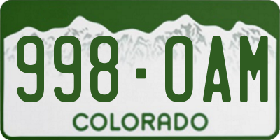 CO license plate 998OAM