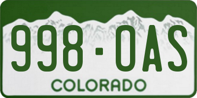 CO license plate 998OAS