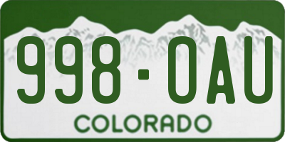 CO license plate 998OAU