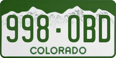 CO license plate 998OBD