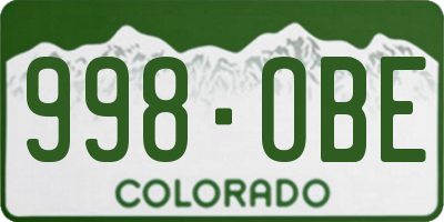 CO license plate 998OBE