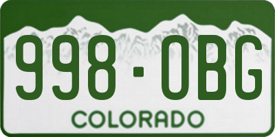 CO license plate 998OBG