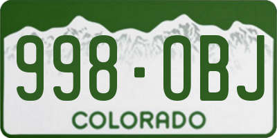 CO license plate 998OBJ