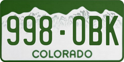 CO license plate 998OBK