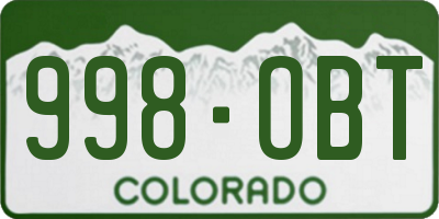 CO license plate 998OBT