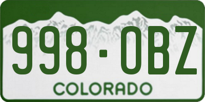 CO license plate 998OBZ