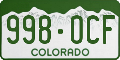 CO license plate 998OCF