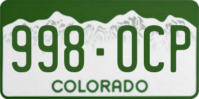 CO license plate 998OCP