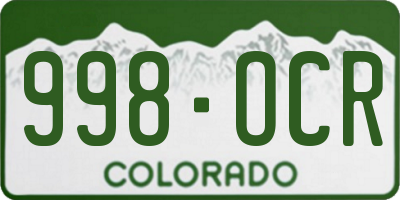 CO license plate 998OCR