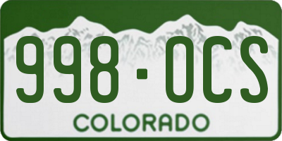 CO license plate 998OCS