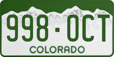 CO license plate 998OCT