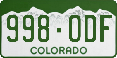 CO license plate 998ODF