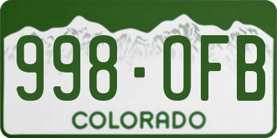 CO license plate 998OFB