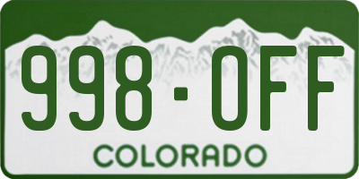 CO license plate 998OFF