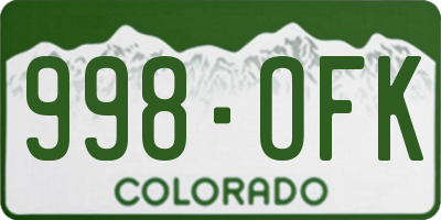 CO license plate 998OFK