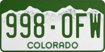 CO license plate 998OFW