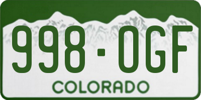 CO license plate 998OGF