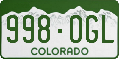 CO license plate 998OGL