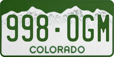 CO license plate 998OGM