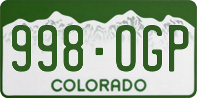 CO license plate 998OGP
