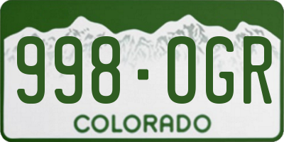 CO license plate 998OGR