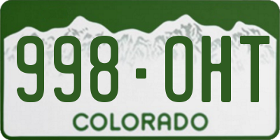 CO license plate 998OHT