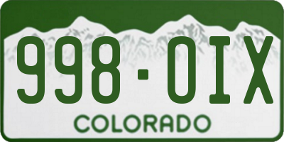 CO license plate 998OIX