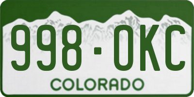 CO license plate 998OKC