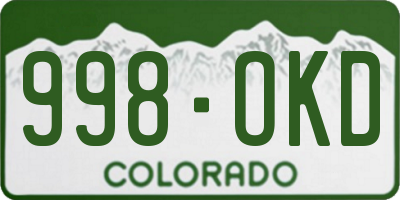 CO license plate 998OKD
