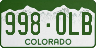 CO license plate 998OLB