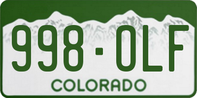 CO license plate 998OLF